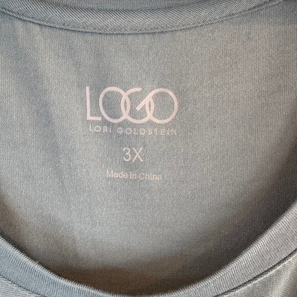 Logo Lori Goldstein Plus 3X Tunic Green Scoop Neck Lace Trim Short Sleeve - Picture 4 of 5